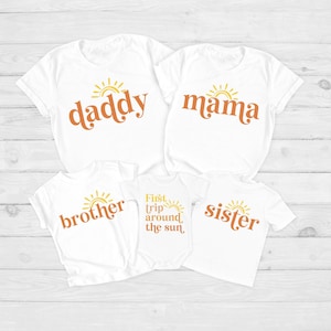 First Trip Around The Sun Birthday Shirt, Sun Matching Family Shirts, First Trip Birthday Outfit, Boho Sunshine Birthday, Mommy and Me Shirt