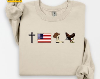 USA Icons  Crewneck Sweatshirt, American Patriotic Gift