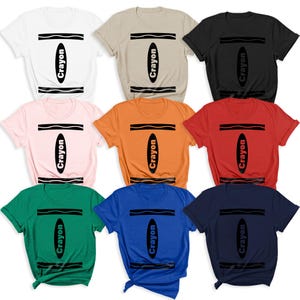 Crayon Group Costume T-Shirts – 40+ Color Options, Unique Crayon Label Detail