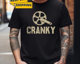 Cranky Mountain Bike T-Shirt, Funny Cyclist Apparel, Unisex Heavy Cotton Tee