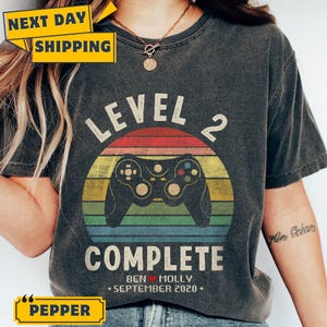 Comfort Colors® 2 Year Anniversary Gift For Husband wife, Personalization 2nd Anniversary Gift, Retro Video Game Shirt, Gamer Husband Gift