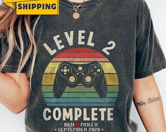 Comfort Colors® 2 Year Anniversary Gift For Husband wife, Personalization 2nd Anniversary Gift, Retro Video Game Shirt, Gamer Husband Gift