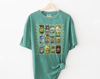 Comfort Colors Vintage Canned Pickles Graphic Tee, Dill Pickle Lover Shirt