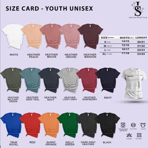 a women's t - shirt size chart with different colors