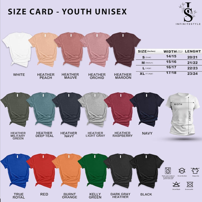 a women's t - shirt size chart with different colors