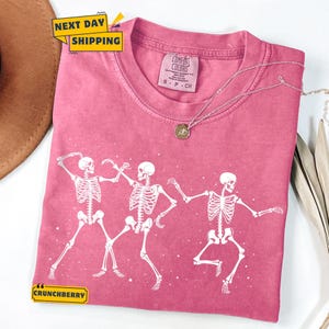 Comfort Colors Dancing Skeleton T-Shirt, Retro Groovy Skeletons Tee image 7