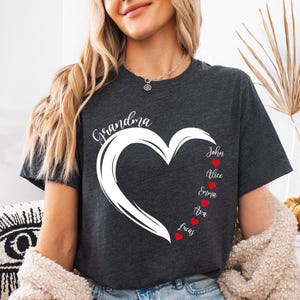 Custom Grandma Shirt, Grandma Heart Shirt, Mother's Day Shirt, Nana Shirt With Grandkids Name, Gift For Grandma, Christmas Gift For Grandma