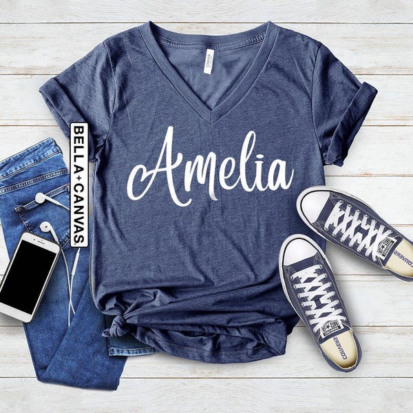 Custom V Neck Shirt, Personalized V-neck Shirts, Custom Shirt, Add Your Own Text, Customized Vneck Shirt, Add Your Own Text, Design Your Own