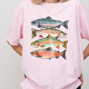 Comfort Colors Trout Shirt – Abstract River Fish, Fly Fishing Apparel zdjęcie 5