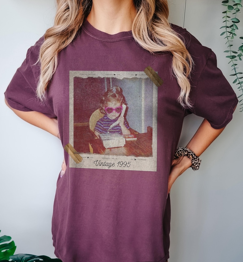 Custom Vintage Photo And Year, Custom Shirt With Picture Personalized 30th Birthday Gift Vintage 30th Birthday Party Vintage Est 1996 Shirt image 4