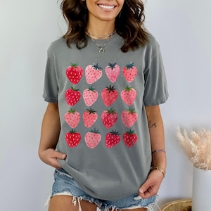 Comfort Colors Strawberry T-shirt | Cottagecore Botanical Tee image 3