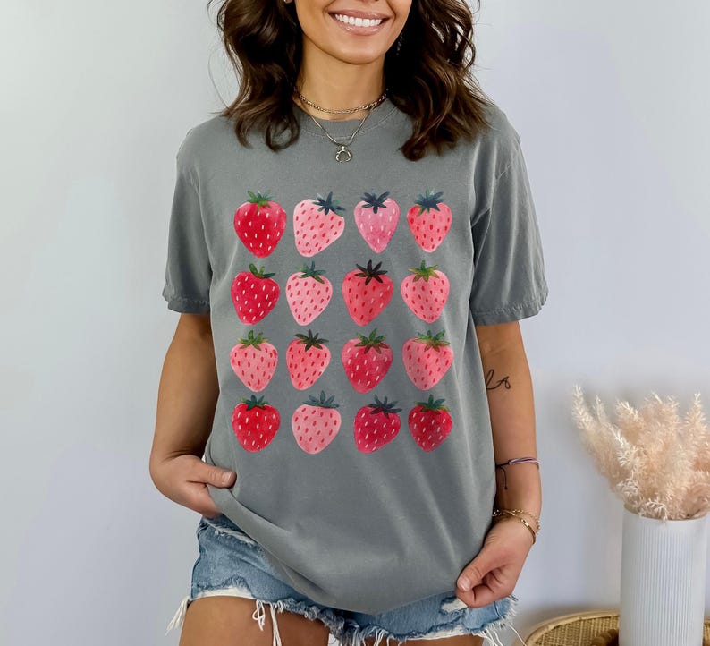 Comfort Colors Strawberry T-shirt | Cottagecore Botanical Tee image 3