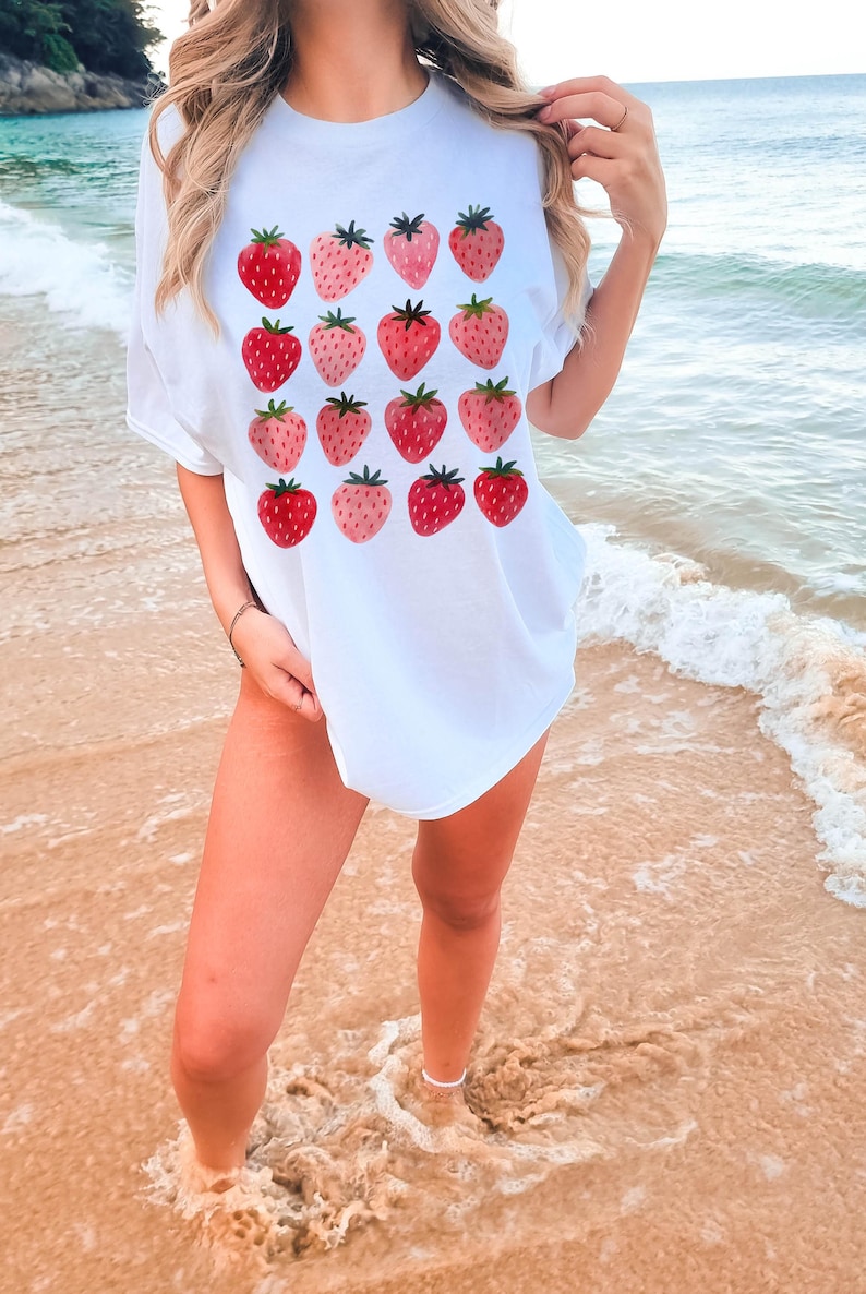 Comfort Colors Strawberry T-shirt | Cottagecore Botanical Tee image 4