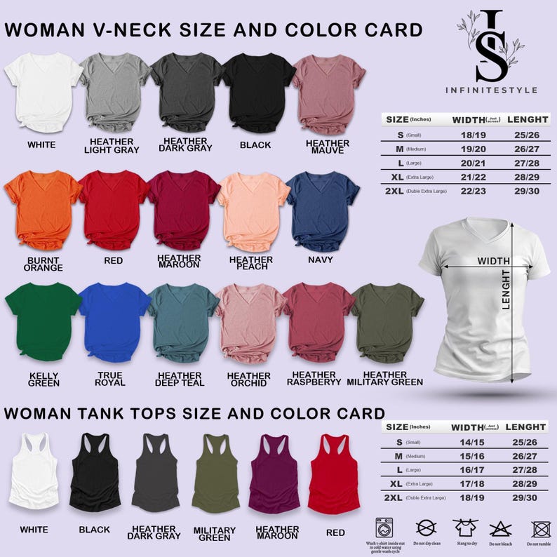 a women's v - neck size and color card