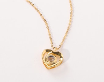 Collier coeur personnalisé avec projection de photos, cadeau de Noël personnalisé, cadeau pour elle