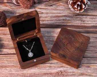 Personalized Jewelry Necklace Box, Engraved Wood Necklace Box With Name, Personalized Necklace Box for Her, Anniversary Gift for Her