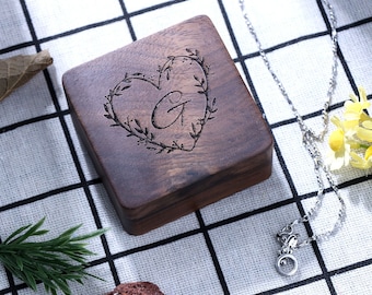 Personalisierte Schmuck Halskette Box, Schmuckschatulle für Frauen, handgemachte Holz Schmuckschatulle, benutzerdefinierte Walnussholz Schmuckschatulle