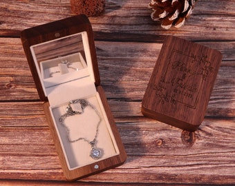 Custom Jewelry Box, Wooden Wedding Necklace Box, Custom Necklace Box with Mirror, Wedding Gift for Her, Personalized Necklace Box Travel