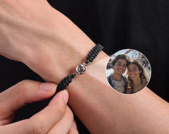 Bracciale intrecciato con proiezione fotografica personalizzata, regali per lei e per lui
