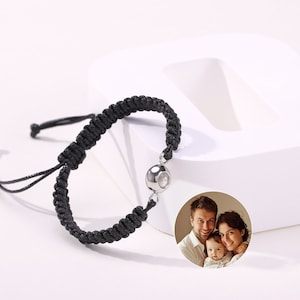 Custom Men Picture Projection Bracelet, Family Photo Bracelet, Gift for Dad, Memorial Christmas Gift for Him