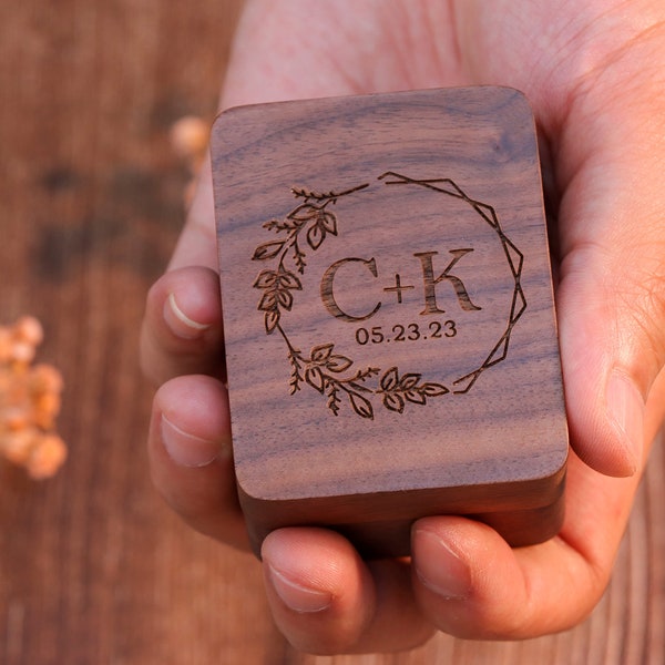 3 Ring Engraved Wood Ring Box, Personalized Triple Slot Ring, Custom Anniversary Gift, Custom 3 Slots Ring Box, Triple Wooden Ring Box