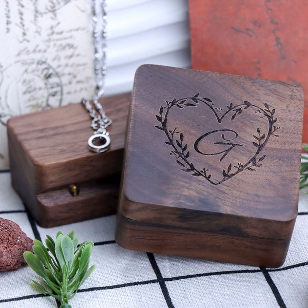 Custom Walnut Wood Jewelry Box, Personalized Jewelry Box, Custom Jewelry Box, Handmade Wooden Jewelry Box, Personalized Anniversary gift