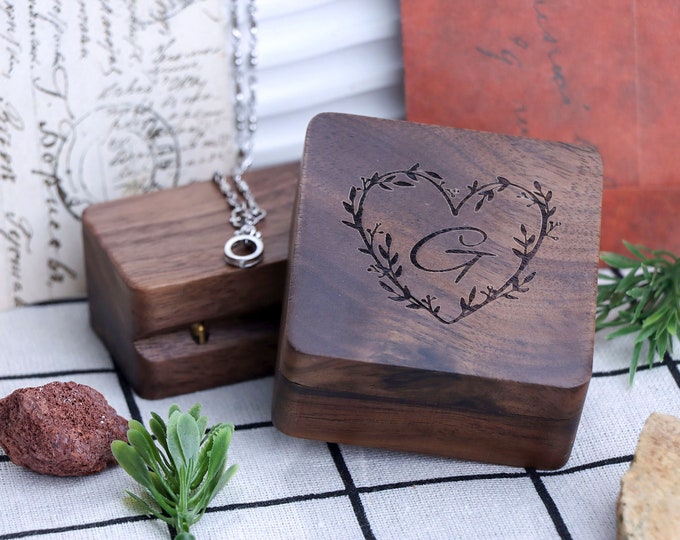 Custom Walnut Wood Jewelry Box, Personalized Jewelry Box, Custom Jewelry Box, Handmade Wooden Jewelry Box, Personalized Anniversary gift