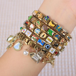 9mm Link Charms Italian Bracelet, Y2k Style Charms, Custom Adjustable Stainless Steel Bracelet, Couple Bracelet