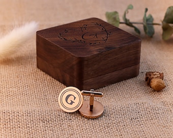 Personalized cufflinks box | Engraved Cufflink Box | Custom Cufflink & Tie Clip Set | Wedding Favors Cufflink | personalized cufflink set