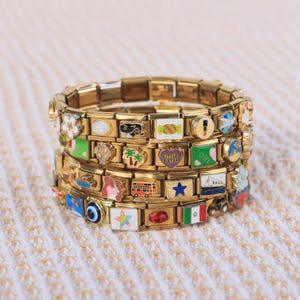 Gold Italian Bracelet, Personalized Italian Bracelet, Vintage Bracelet, Custom Gold Italy Charms, Gift for Best Friend, Graduation Gift