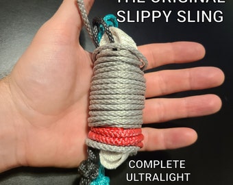 Complete Ultralight Hammock Suspension -The Original SLIPPY SLING- 40ft length- 3oz. Better than whoopie sling! Includes tree straps.