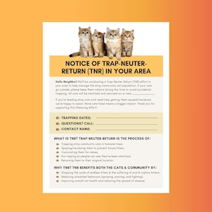 TNR Spay/Neuter Notice Flyer: Community Cat Trapping Canva Template (Digital Download)