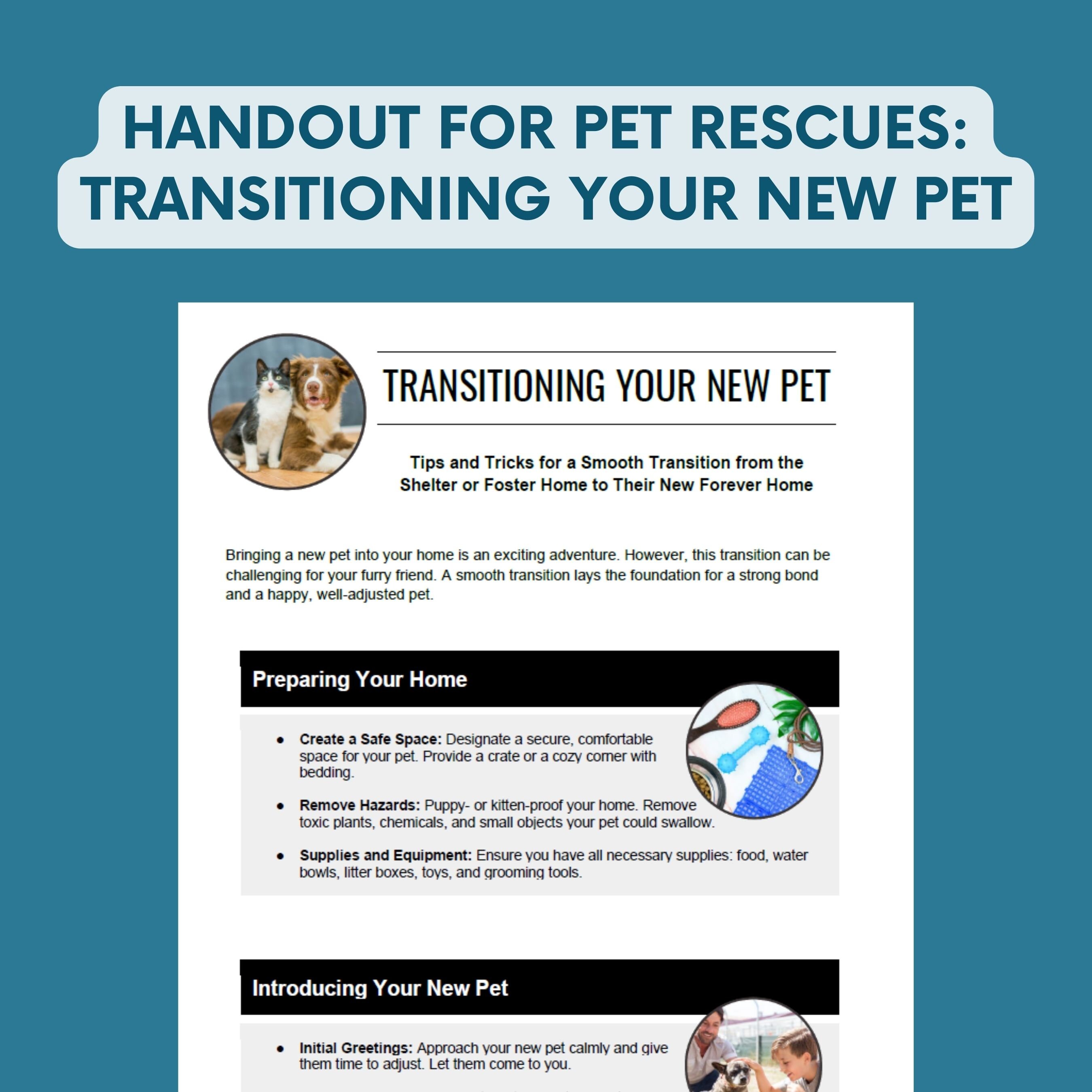 Handout for Pet Rescues: Preparing Your Home for Your New Dog or Cat ...