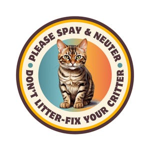 Spay Neuter Cat Vinyl Sticker: Support TNR Cat Rescue