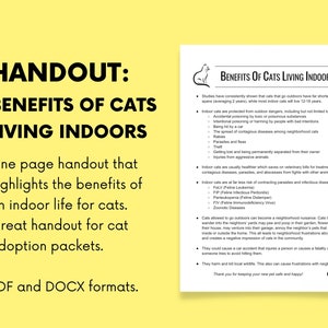 Image showcasing Benefits of Indoor Cats Handout for Shelters (PDF, DOCX) - Etsy