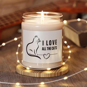 Cat Lover Scented Candle - I Love All The Cats, Pet Lover Gift, Home Fragrance, Cat Decor, Cozy Vibes, Soy Candle