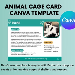 Plantilla de tarjeta para jaula de mascotas/perrera para eventos de adopción y refugios - Plantilla CANVA
