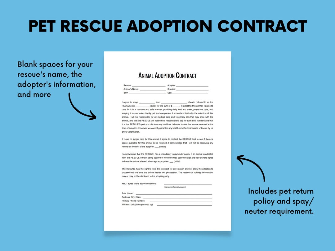 Pet Dog, Cat Adoption Contract Form/template for Shelters, Rescues, and Pet Dog, Cat Adoption Contract Form/template for Shelters, Rescues, and