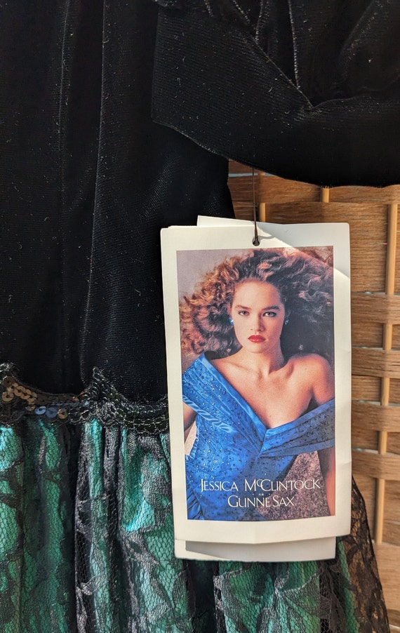 vintage '80s-90s Jessica McClintock velvet dress-… - image 5