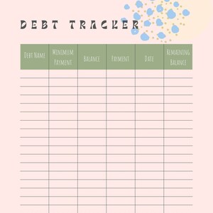 Debt Tracker Printable Debt Tracker Budget Planner Downloadable