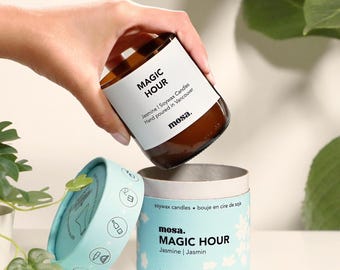 Świeca sojowa Magic Hour Jasmine: zapach kwiatowy, szkło z recyklingu (8 uncji)