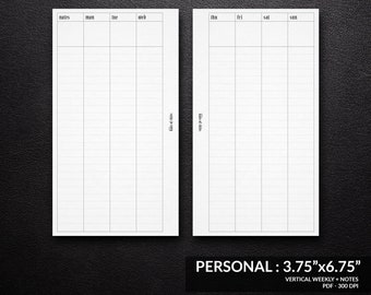 PP069 | Vertical Weekly Planner Printable - Personal Rings - Etsy UK