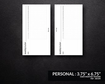 Personal  Horizontal Monthly Tracker Printable
