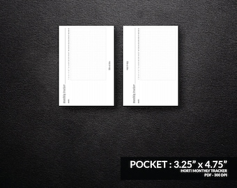 Pocket Horizontale Maandelijkse Tracker Printable
