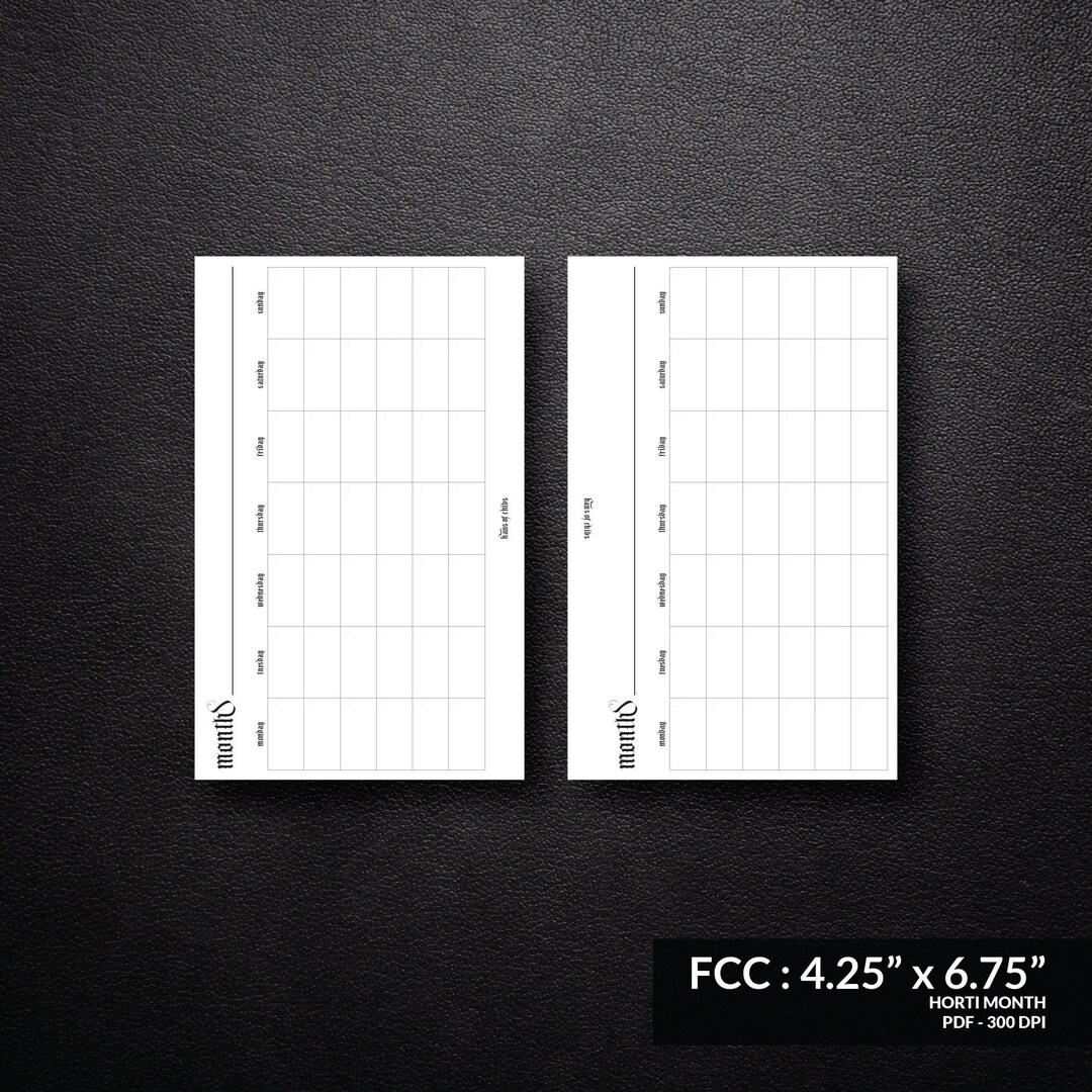 Franklin Covey Compact Horizontal Layout Monthly Printable - Etsy