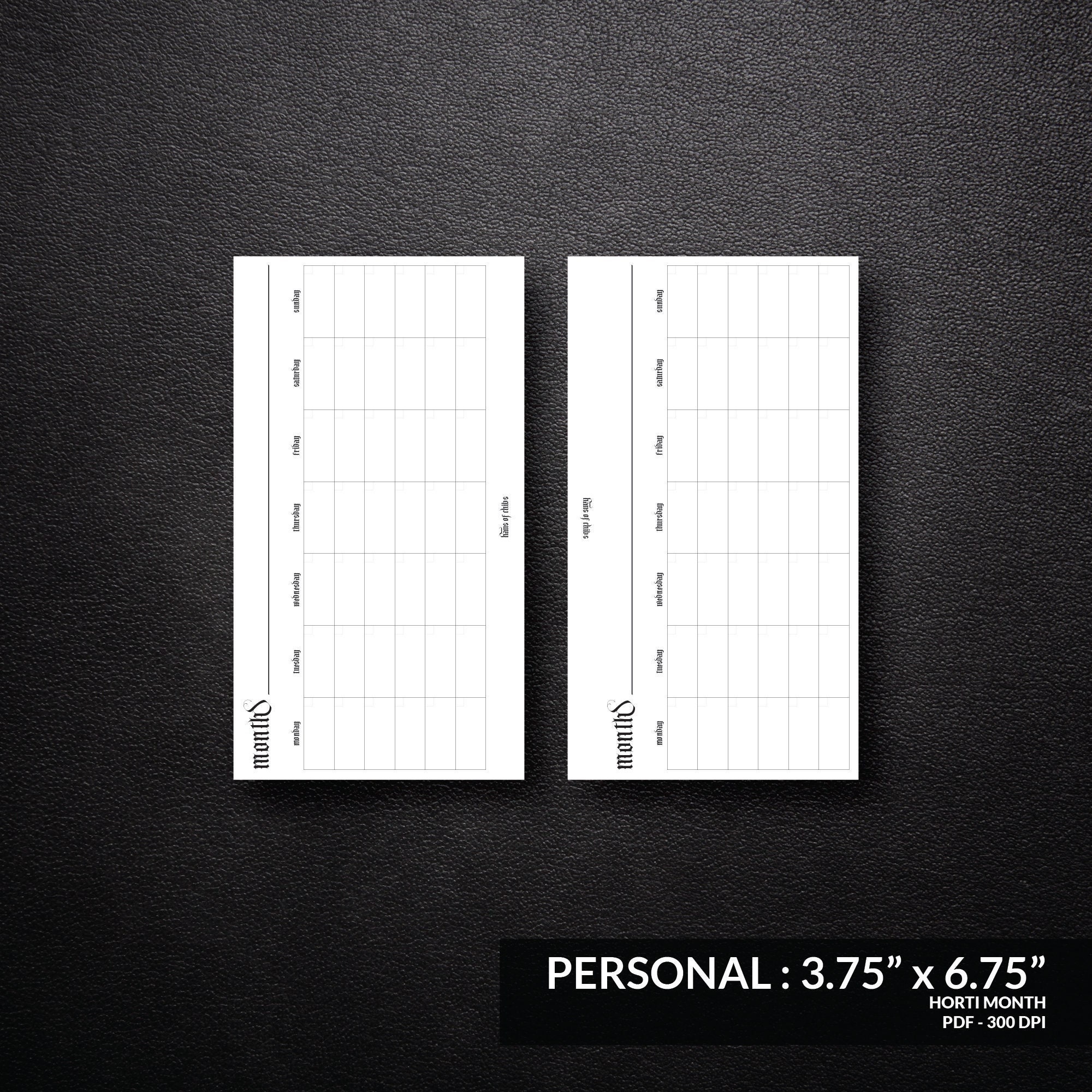 Personal Horizontal Layout Monthly Printable - Etsy