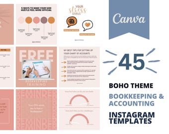 Boho Bookkeeping Canva Templates | Accounting | Editable Canva Templates | Instagram Engagement Post | Bookkeeper Business