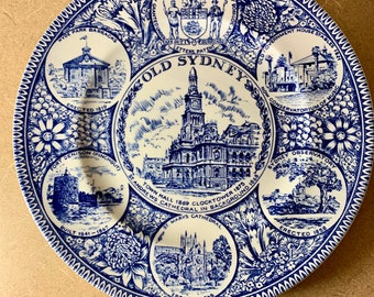 Wood & Sons  Old Sydney Rare Commemorative Plate.  Diameter 25cm. Vintage 1974 In Excellent Vintage Condition. Made in Burslem England