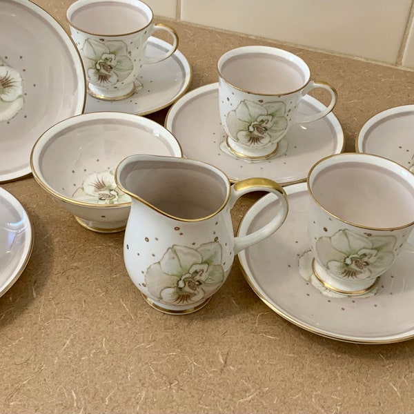 Susie Cooper 'Azalea' design Espresso Set 13 Pieces Bone China Made in England. Beautiful Quality and Condition Very Collectable