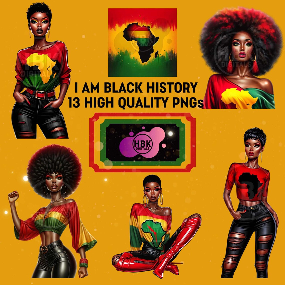 Celebrating Roots: 13 High-quality Black History Digital Art Pngs 4K ...